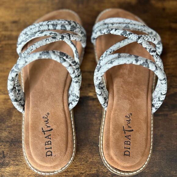 Diba True Cedar Cove Leather Strappy Slide Sandals in Gray Snakes, Size 6. New! - Picture 13 of 16